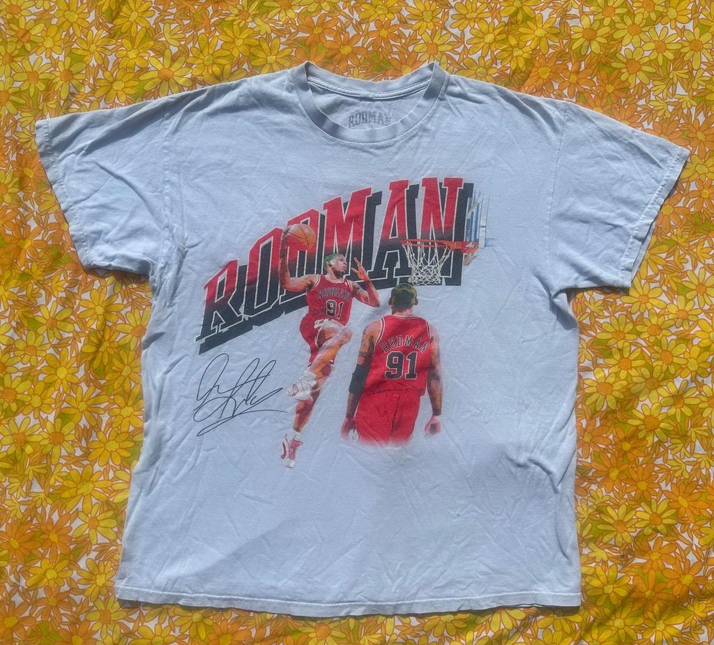 Dennis Rodman Chicago Bulls Vintage Grey Tee