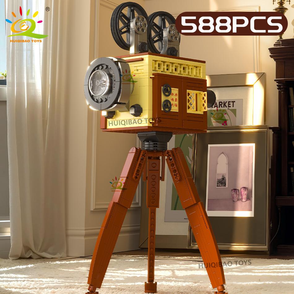 Non-Toxic Moc Vintage Camera Coffee Machine Model Building Blocks Diy Telephone Projector Ornament Bricks Toys For Adult Gift