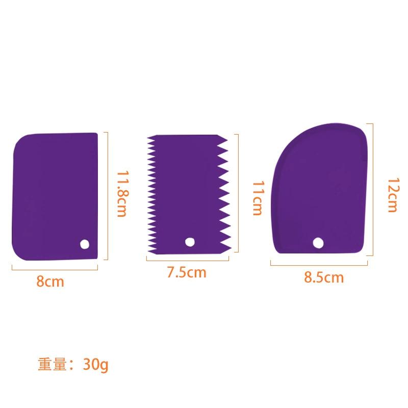 3Pcs Cream Scraper Set Kitchen Baking Cream Cake Scraper Household Dough Cutter DIY Baking Tool Color Scraper
