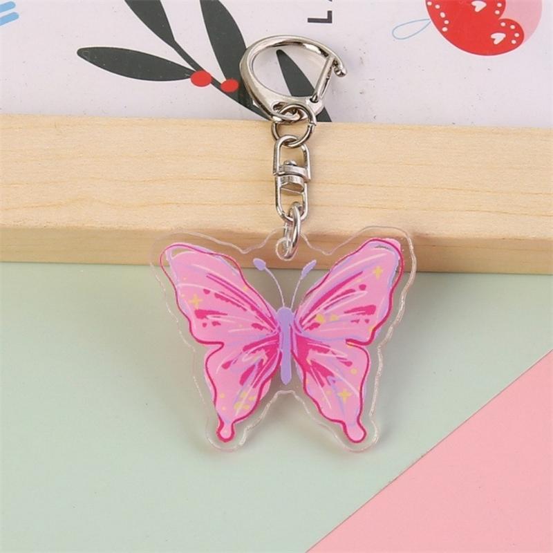 Plastic Butterfly Shaped Keychain Gift for Women Girl Keys Bags and Phones Charm Decorative Butterfly Key Rings