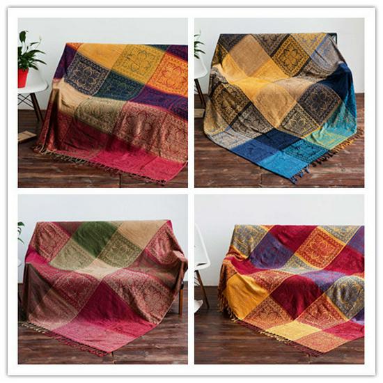Nepal Style Chenille Yarn Woven Blanket: Multi-Functional Sofa Throw, Shawl, or Table Mat