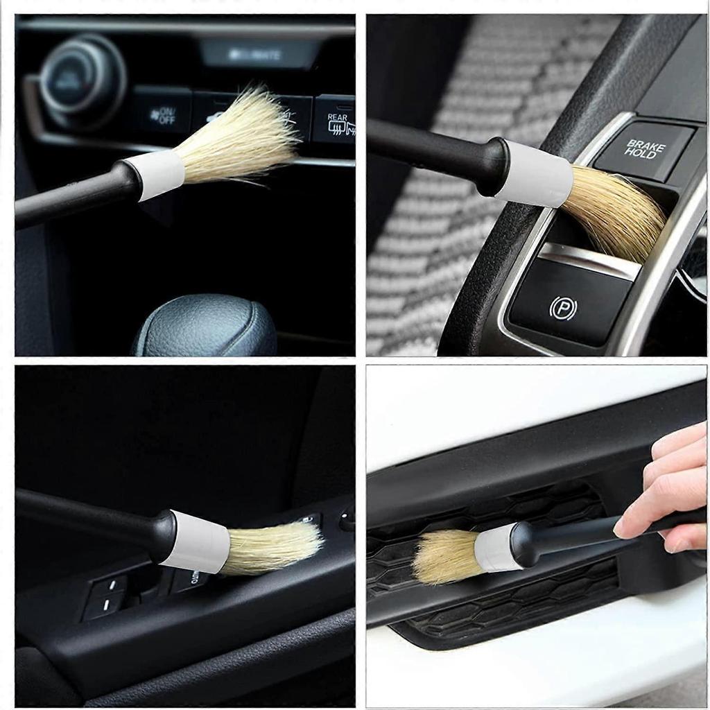Detail Boars Hair Ultra Soft Car Detail Brushes Car Detailing Brush - Different Sizes NO Metal Brush Parts for Cleaning Interior Upholstery, Air Vents