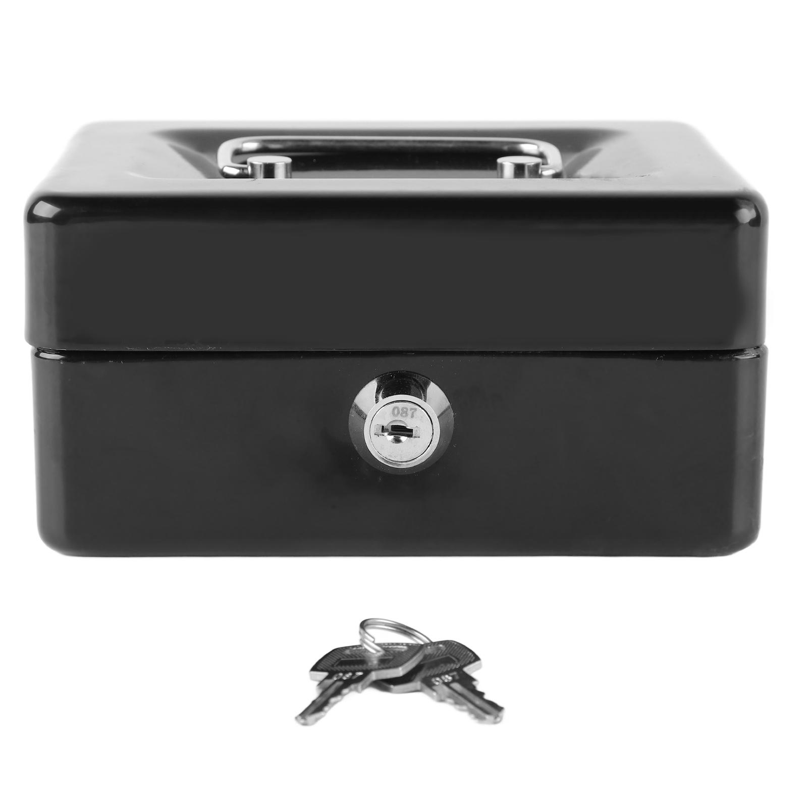 

Metal Cash Box with Lock Safety Portable Small Metal Storage Box with 2 Keys for Money Document Home Car