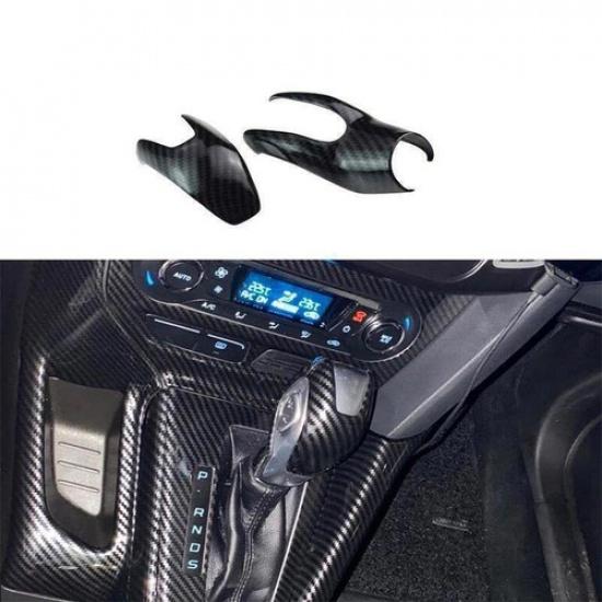 For Ford Focus AT 2012-2018 Carbon Fiber Gear Shift Knob Trim Central Console 2X