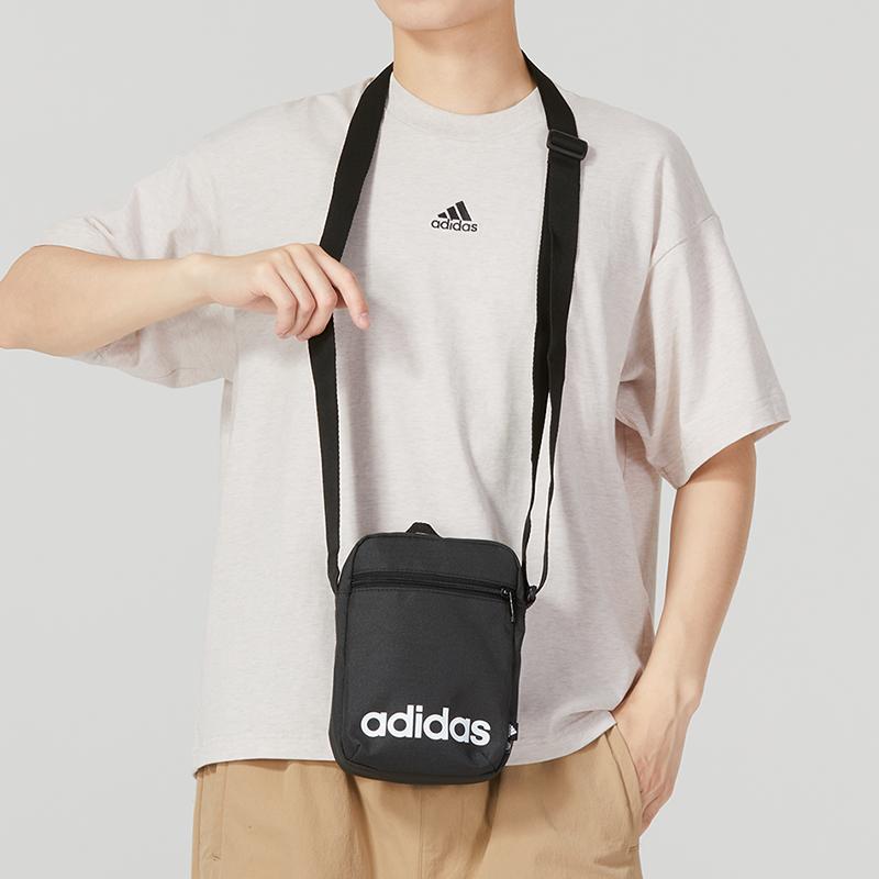 Adidas LINEAR ORG Polyester Casual Crossbody Bag Small Size Unisex Black Adidas HT4738