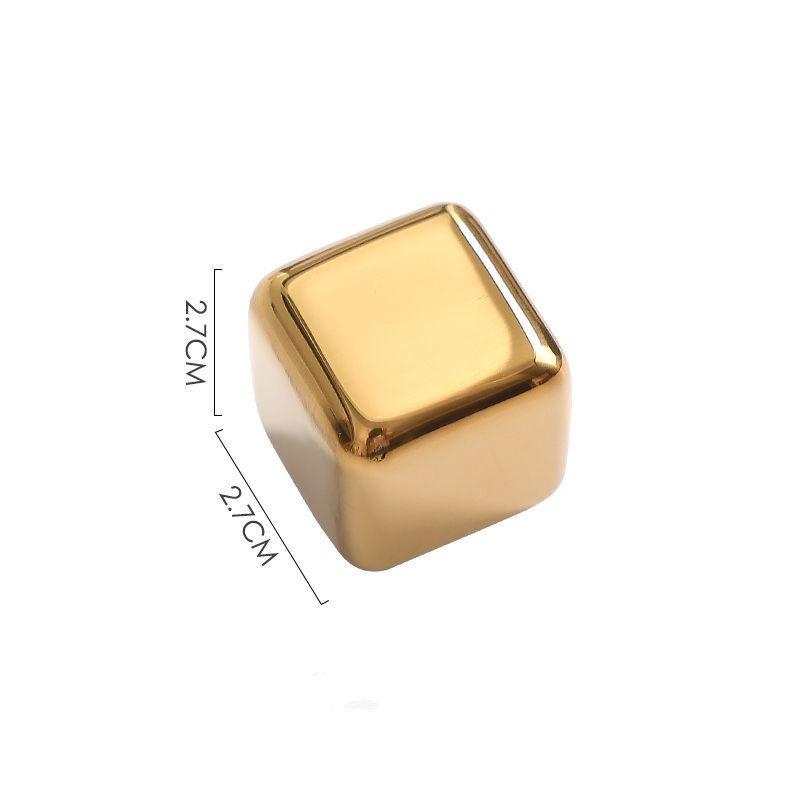 Sada kostek ledu na whisky z nerezové oceli zlatá - kovová rychlomrazicí ocel 304 na whisky, víno a další