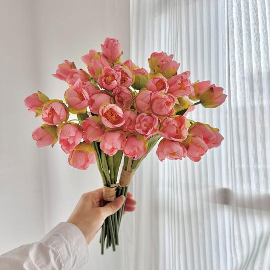 24 Bundles Artificial Tulip Flowers, Realistic Fake Tulips for Spring, Easter, Valentine's Day Home Decor, Wedding Centerpiece, Table Floral