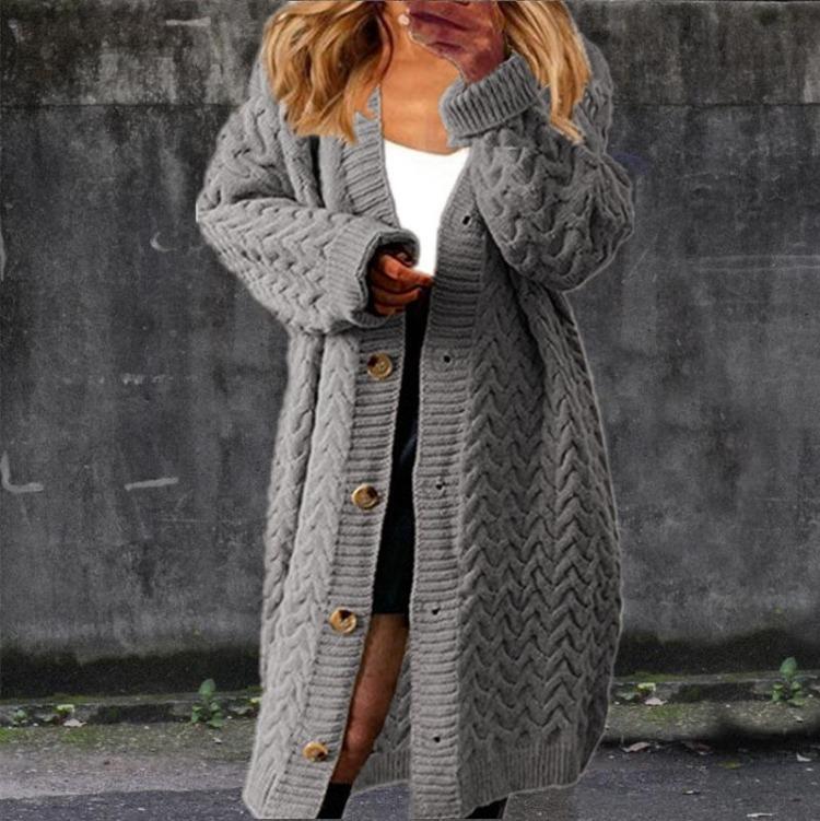 Damen Gestrickte Cardigan Mäntel Herbst Winter Lässig Locker Tasche Langarm Oberteile Pullover Jumper Damenmode