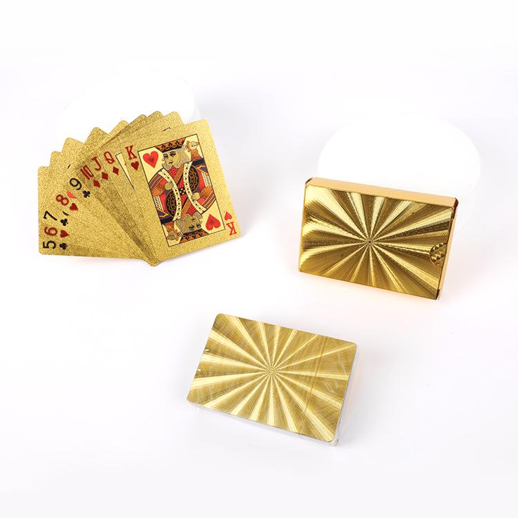 Gold Foil Laser Playing Cards - Plastic Gift with Radiation Pattern Gold Radiation Pattern