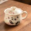 Mi Huang Glazed Panda Play Butterfly Office Separation Mug High Beauty Ceramic Set Tea Tasting Cup