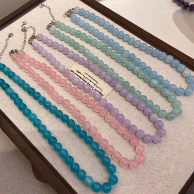 Natural Crystal Beaded Necklace 8Mm Women'S Fashion Versatile Stacked Belt Niche Design Neck Chain Collarbone Chain Jewelry