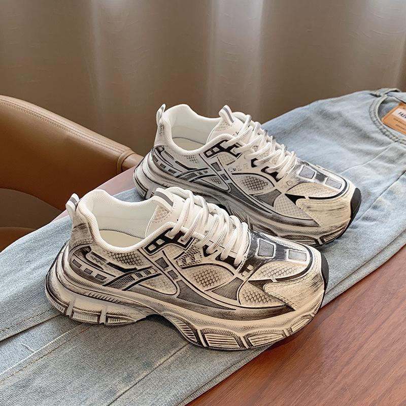 Dad Shoes Women's New Retro Double Net Sports Shoes Thick Bottom Personality Casual Women's Sports Shoes