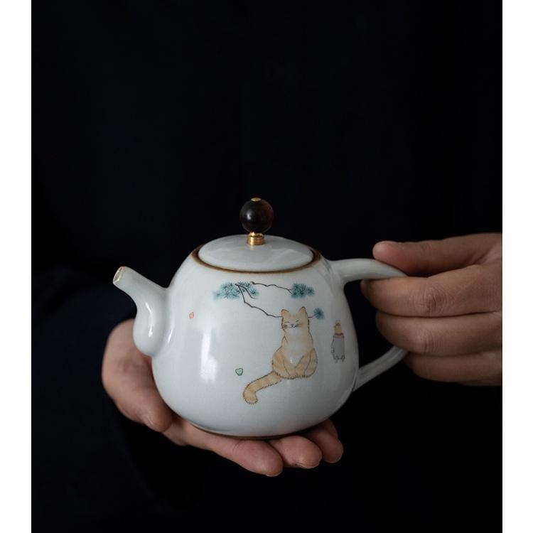 280ml Ru Kiln Teapot Can Be Nurtured and Cracked Ceramic Kung Fu Tea Set