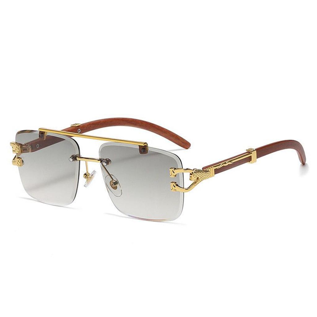 Coole und stylische quadratische randlose Sonnenbrille mit Doppelbalken und Verzierungen