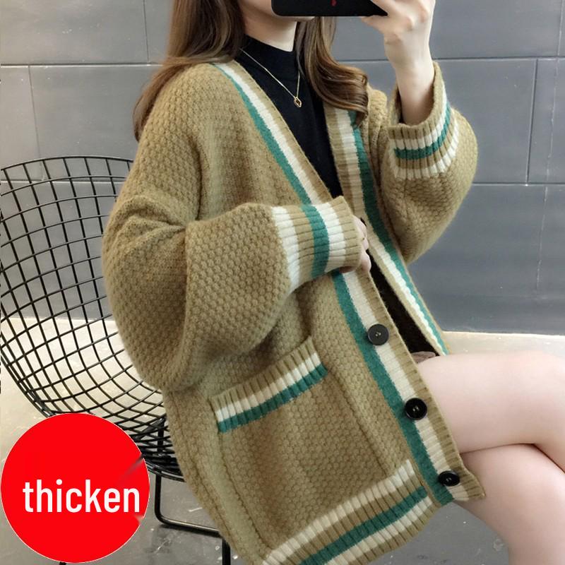 Autumn 2025 Women's Loose Knit Cardigan - Thick, Stylish Sweater