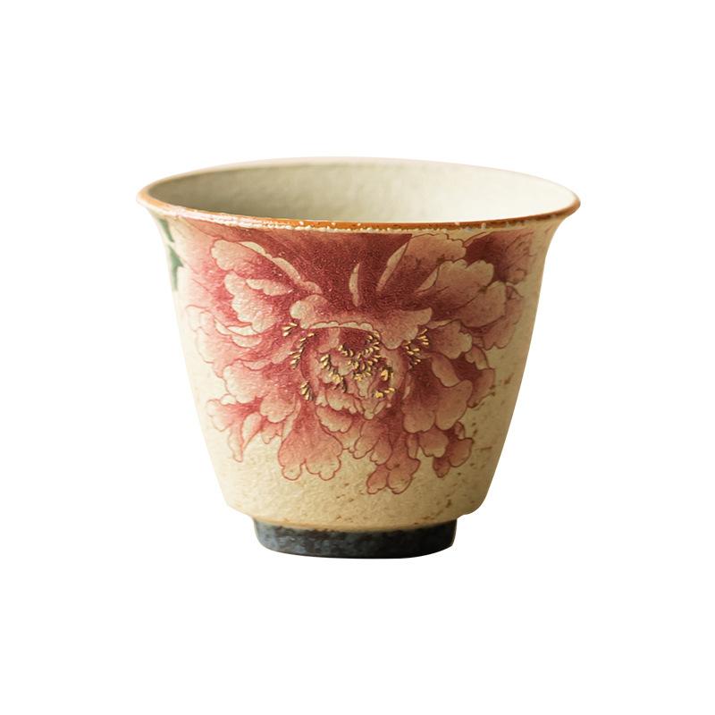 Czerwony Ceramiczny Kubek do Herbaty Rozszerzony Brzeg & Styl Zen Medytacyjny Chiński Kubek do Herbaty Vintage Domowy Kubek do Picia Naczynia do Herbaty Gongfu