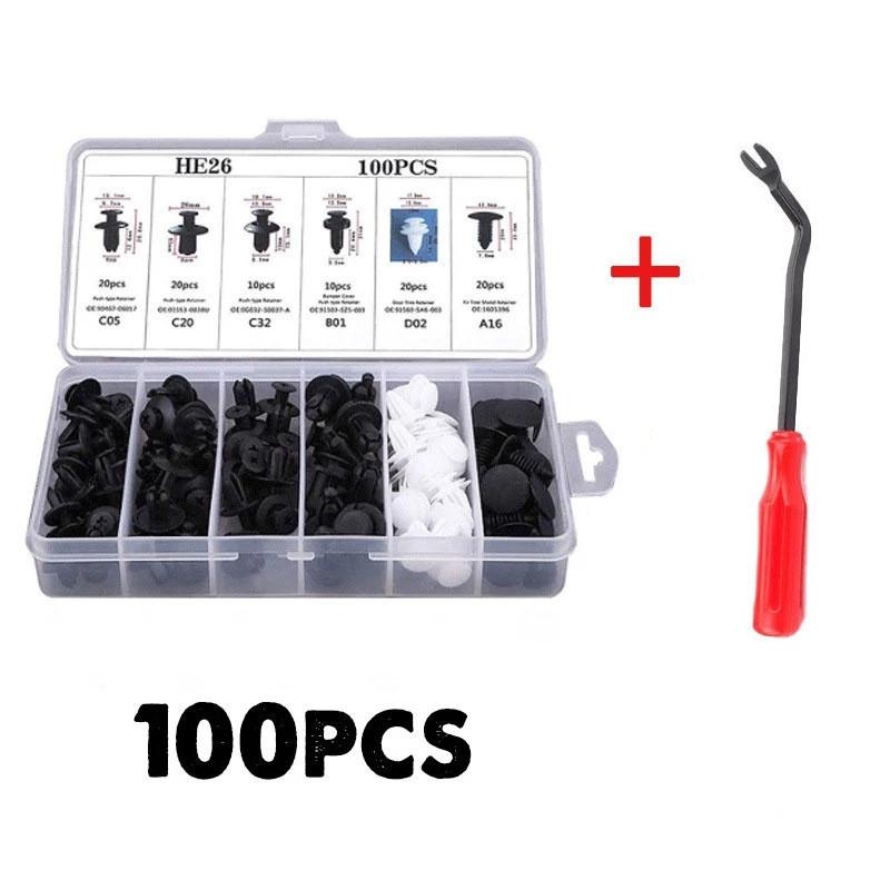 100Pcs Car Bumper Retainer Clips Automotive Body Trim Fixed Clip Auto Door Panel Push Pin Universal Vehicle Plastic Rivets Kit