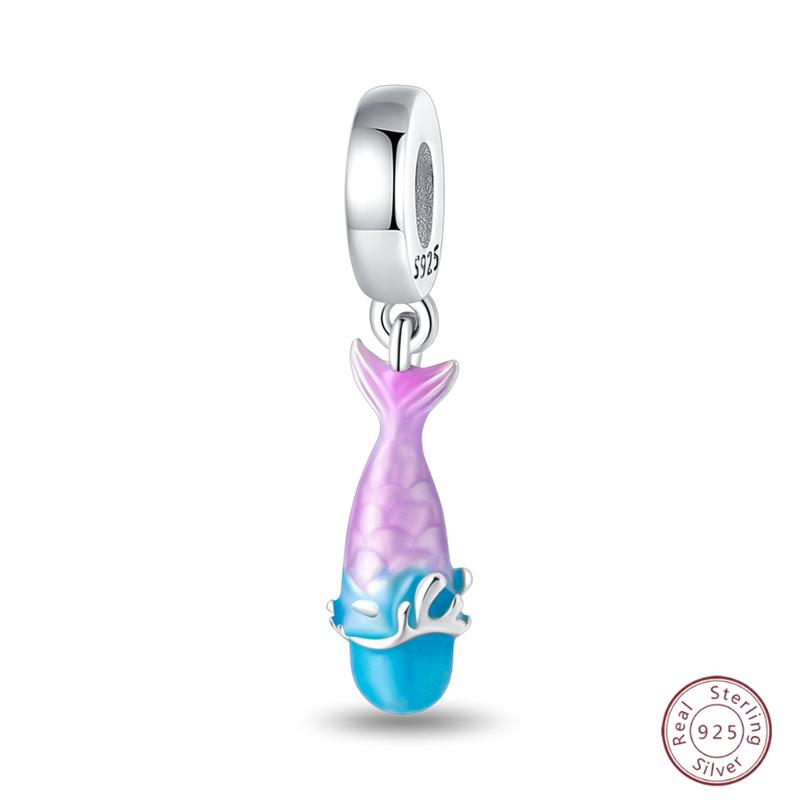 Copper Beaded Pendant Blue Shiny Zircon Suitable Original 3Mm Bracelet Women Fine Jewelry