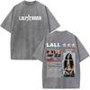 Singer Lali River Tour  Print Vintage Washed Tshirt Unisex Women Fashion Tshirts Summer Loose Casual Harajuku Cotton Tshirts