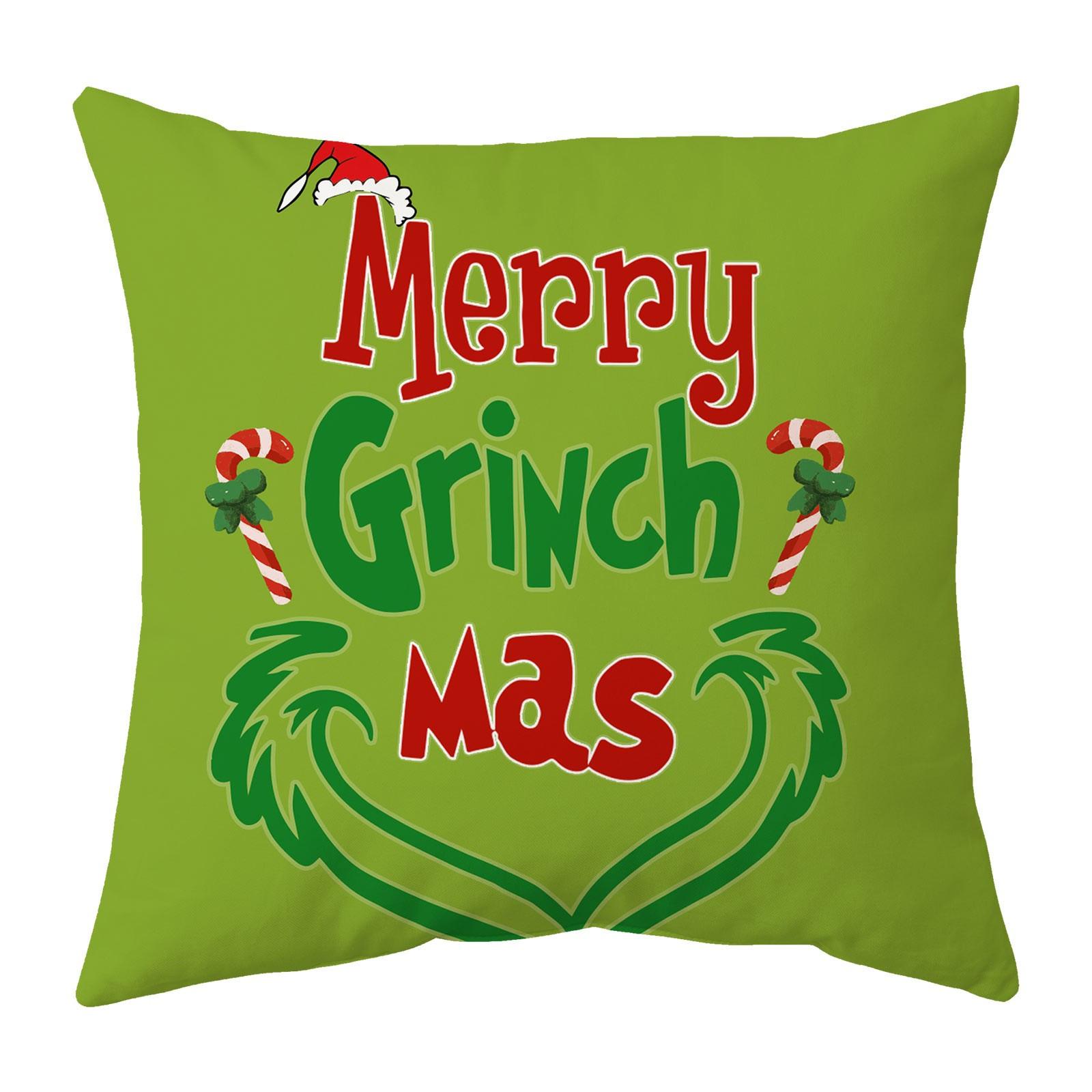 

Luxury Faux Throw Pillow Cover Deluxe Winter Christmas Decorative Flax Pillow Case Cushion Cover For Sofa Bedroom Car Spring 40*40cm One Size зелёный