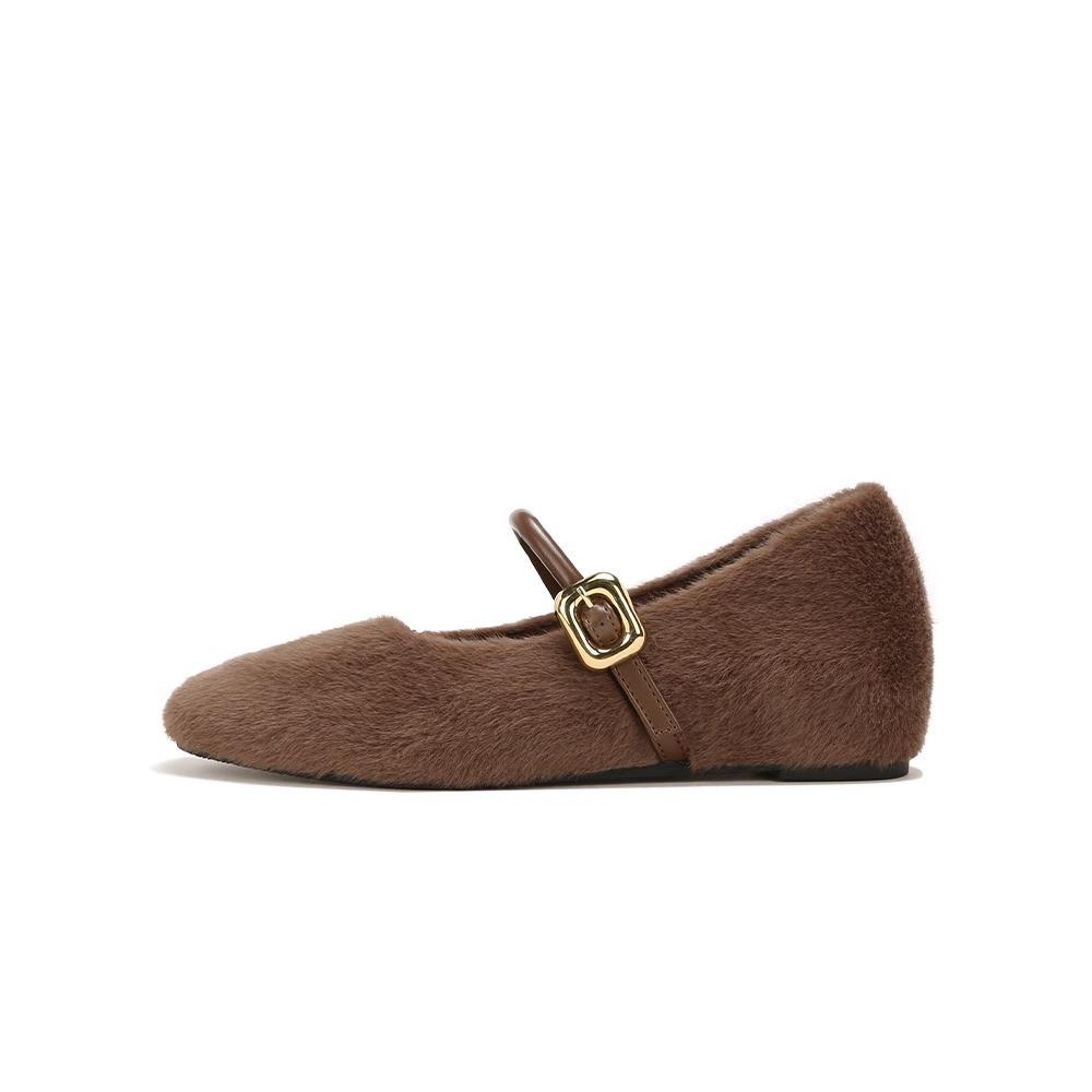 Wool version~ Leather warm square head inner height increase buckle Mary Jane Mao Mao shoes women's single shoes