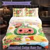 Personalized 3Pcs Bedding SetCocomelon Custom Text Duvet Cover Pillowcase Set Bedroom Gift