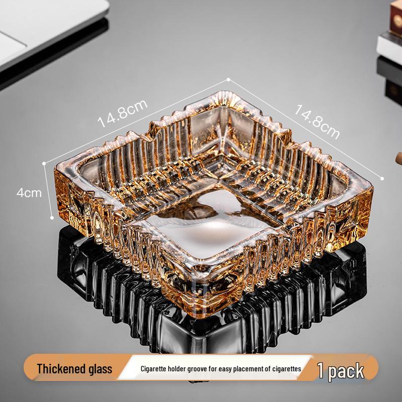 Crystal Glass Ashtray: Elegant, Fly-Repellent Design for Home or Office