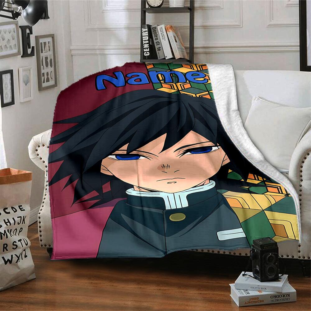 Customiz Name Personality Demon Slayer characters Blanket Soft &Warm Sofa Office Bed Travel Lunch Break Blanket, Gift Suitable All Seasons
