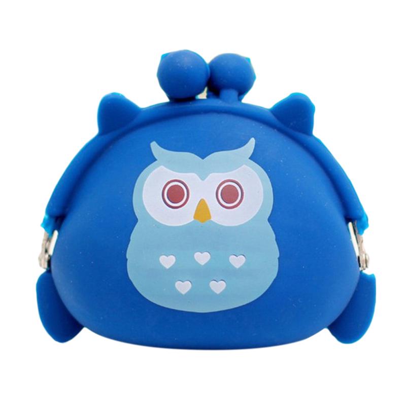 

Милая мини-портативная сумка для монет с рисунком совы из мультфильма, мягкая силиконовая сумка Blue owl