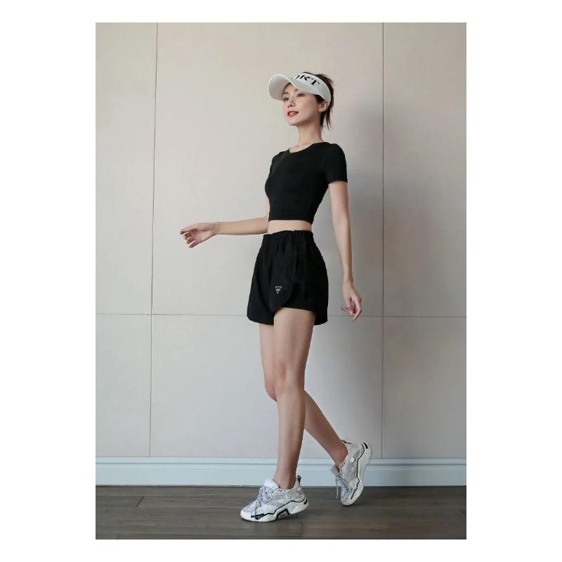 Women's Summer Quick-Dry Fake Two Loose Sports Shorts  Thin Training Yoga Running Casual Pants