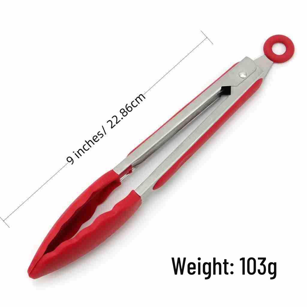 Silicone High-Temperature Stainless Steel Kitchen Tongs - Anti-Scald Bread, BBQ, Roasting Tongs