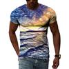Ocean Wave Pattern T-Shirts Summer Fashion Beach Short Sleeve 3d Printed Top Loose Casual Round neck Holidaywear Mens Tees