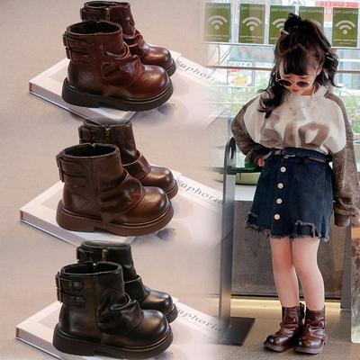 Stivali da Pantalone con Suola Spessa per Primavera e Autunno per Bambine, Stivaletti Corti in Stile Britannico per Bambini di Mezza Età e Grandi, Stivali da Cavaliere