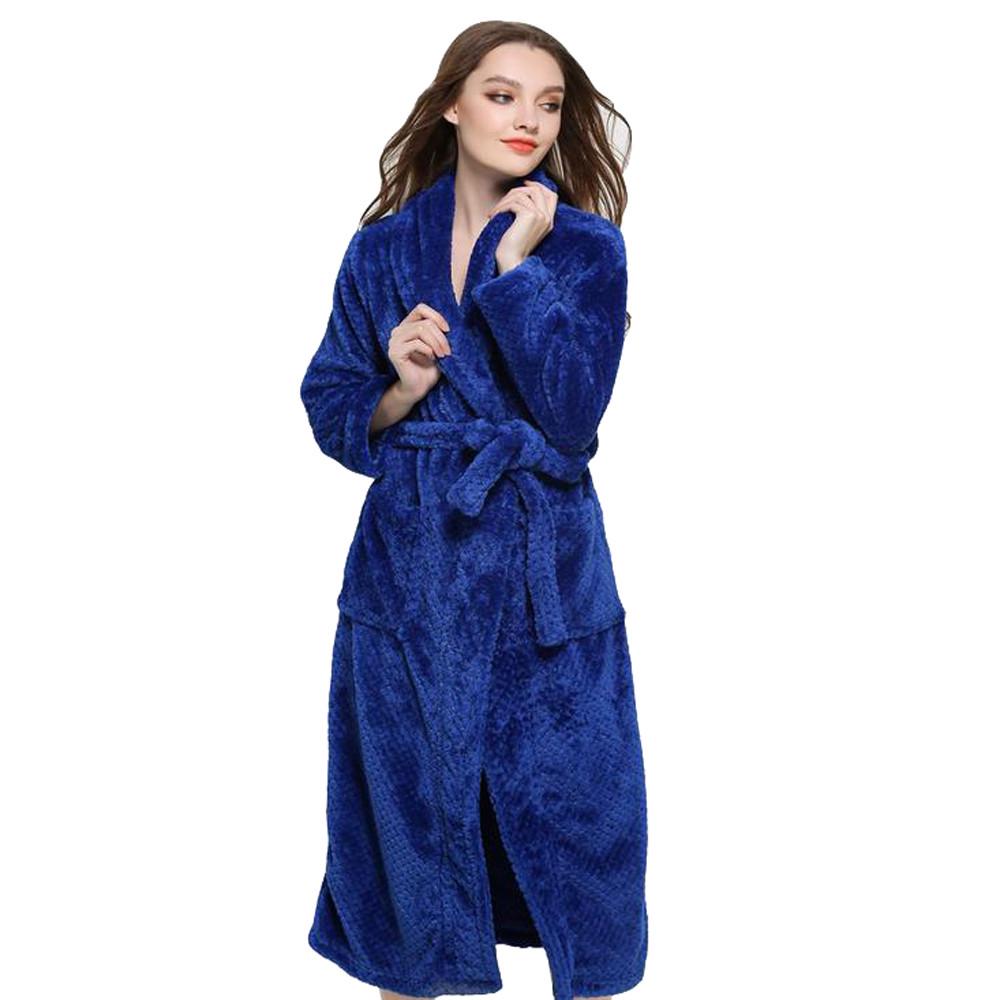 Buy Women Winter Lengthened Coralline Plush Shawl Bathrobe Long Sleeve