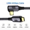 Cablecc 40Gbps Angled USB 100W USB Thunderbolt 30cm 4.0 Cable, Charging, 8K@60Hz, 5K@60Hz, 4.0, 3/4,