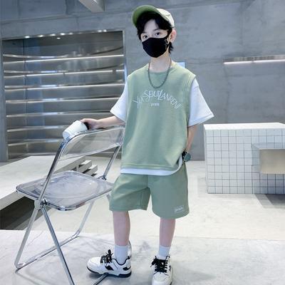 Fashion Boys Casual Suit New Children's Short-sleeved Shorts Suit Summer Handsome Two-piece Clothes Tide