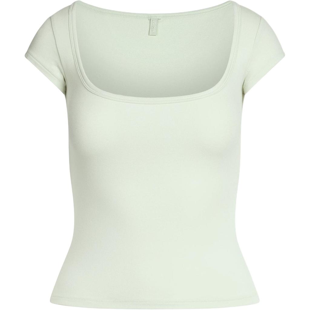 SKIMS Cotton Jersey Scoop Neck T-Shirt Women tops Spearmint SS-STT-8025W-SPN