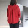 Solid Color Cotton and Linen Shirt Top for Women Autumn Loose Linen Shirt Medium To Long Length Shirt