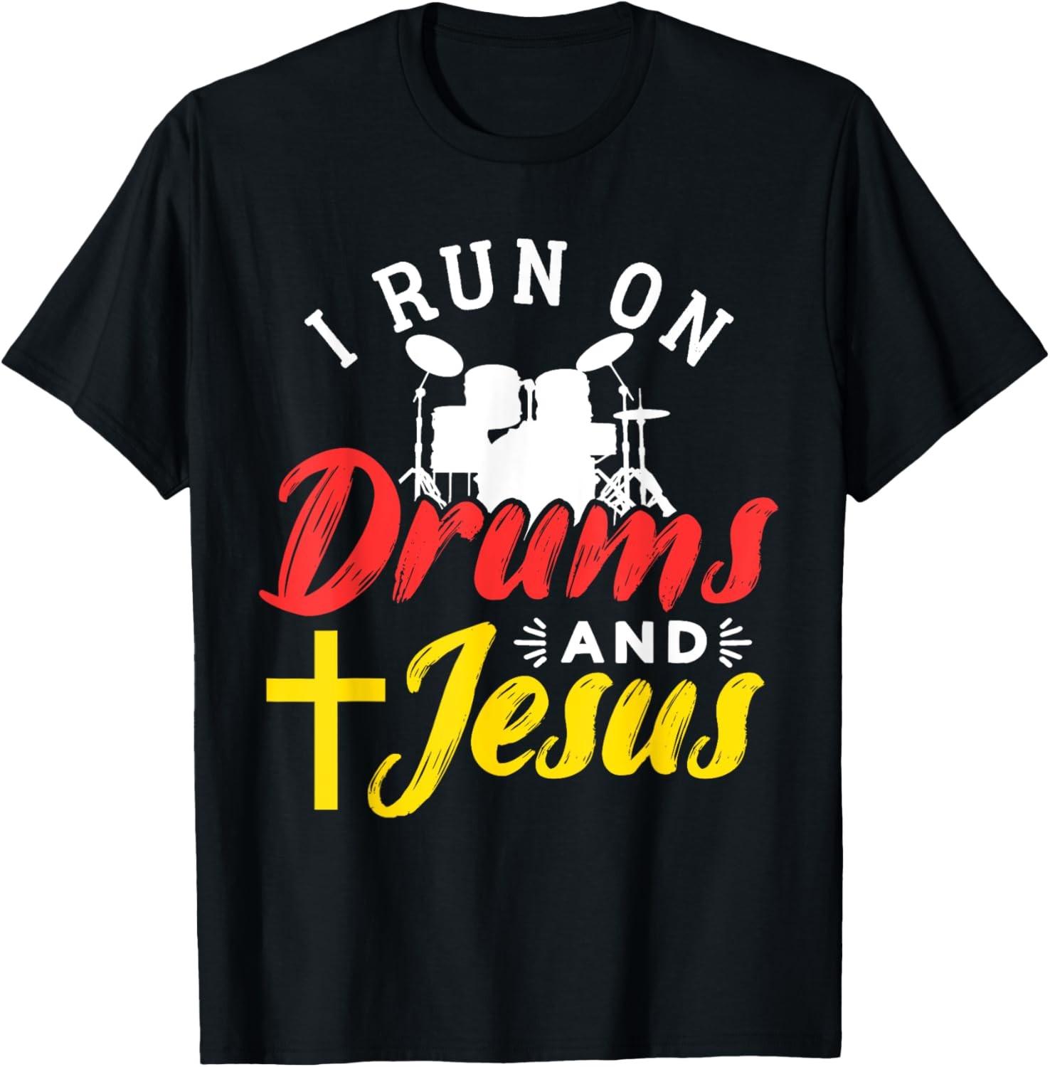 Drums And Jesus Christian Design For Drummer T-Shirt S разноцветный