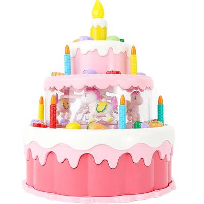 Happy Play Melody Carousel Cake Birthday Candle Blowing Toy Korean Childrens Toys