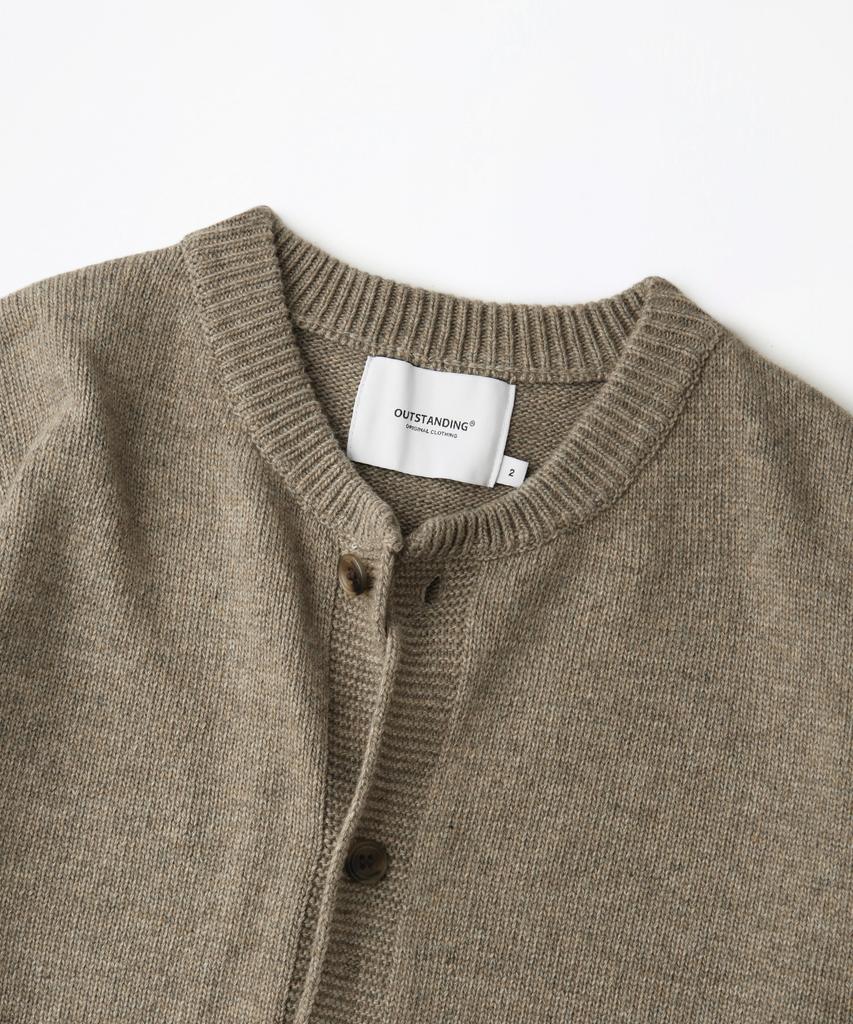 Outstanding Lambswool Fisherman Cardigan_L.Brown