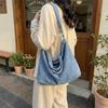Large Capacity Denim Tote Bag Commuter Handbag Vintage Student Class Shoulder Crossbody Bag