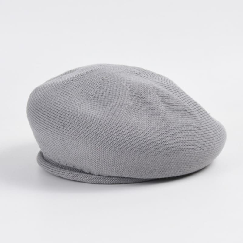 

LALA Spring Summer Cotton Beret Bread Hat - Grey ONE