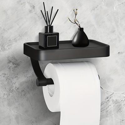 1 szt. Uchwyt na papier toaletowy ze stali nierdzewnej i nierdzewnej z półką na telefon - montowany na ścianie samoprzylepny uchwyt na papier toaletowy do łazienki i umywalni