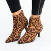 Luxury Women's Boots Spring Pointed Toe Stiletto Ankle Boots Fashion Leopard Print Women High Heel Suede Side Zipper Boots 35-43