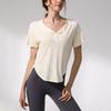 Damen Sommer Yoga V-Ausschnitt T-Shirts: Cool, Locker, Atmungsaktiv, Slim-Fit Kurzarm für Laufen und Fitness