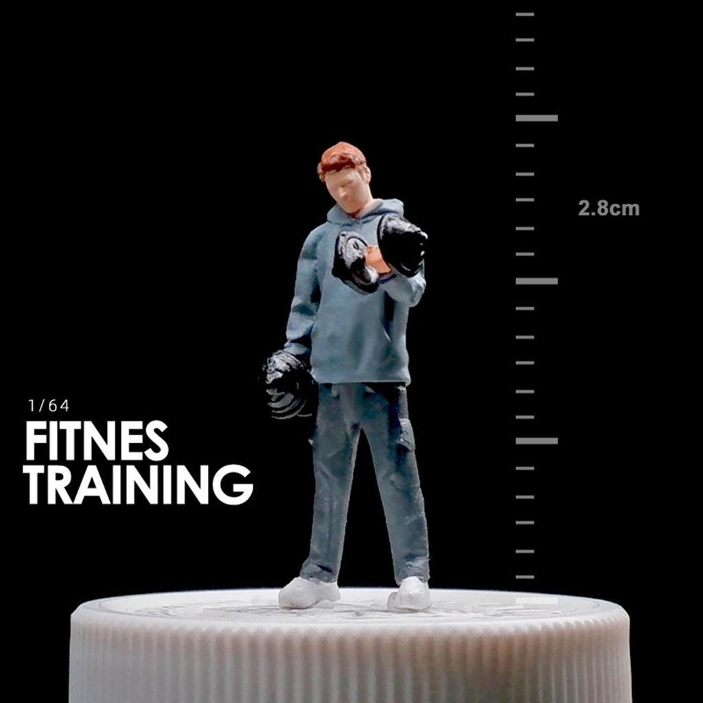 1/64 Fitness Figure Model Miniature Scenes DIY Projects S Scale Desktop Ornament Resin Figurines