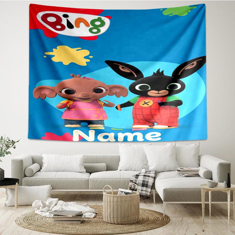 Custom Name Bing Print Tapestry, Backdrop, Easy Setup, Ideal for Bedroom, Office & Living Room, with Aesthetic Wall Hanging Decor.