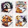 Waterproof Skeleton Wall Stickers Halloween Static Window Clings, Watercolor Pumpkin Ghost Skull Decals, No Festive Party Murals Glue Glass for Living