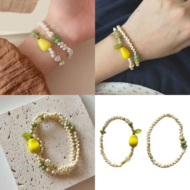 Pear Shaped Resin Bead Stretchy Stackable Bracelet Elastic Wristband For Women Trendy Jewelry Gift